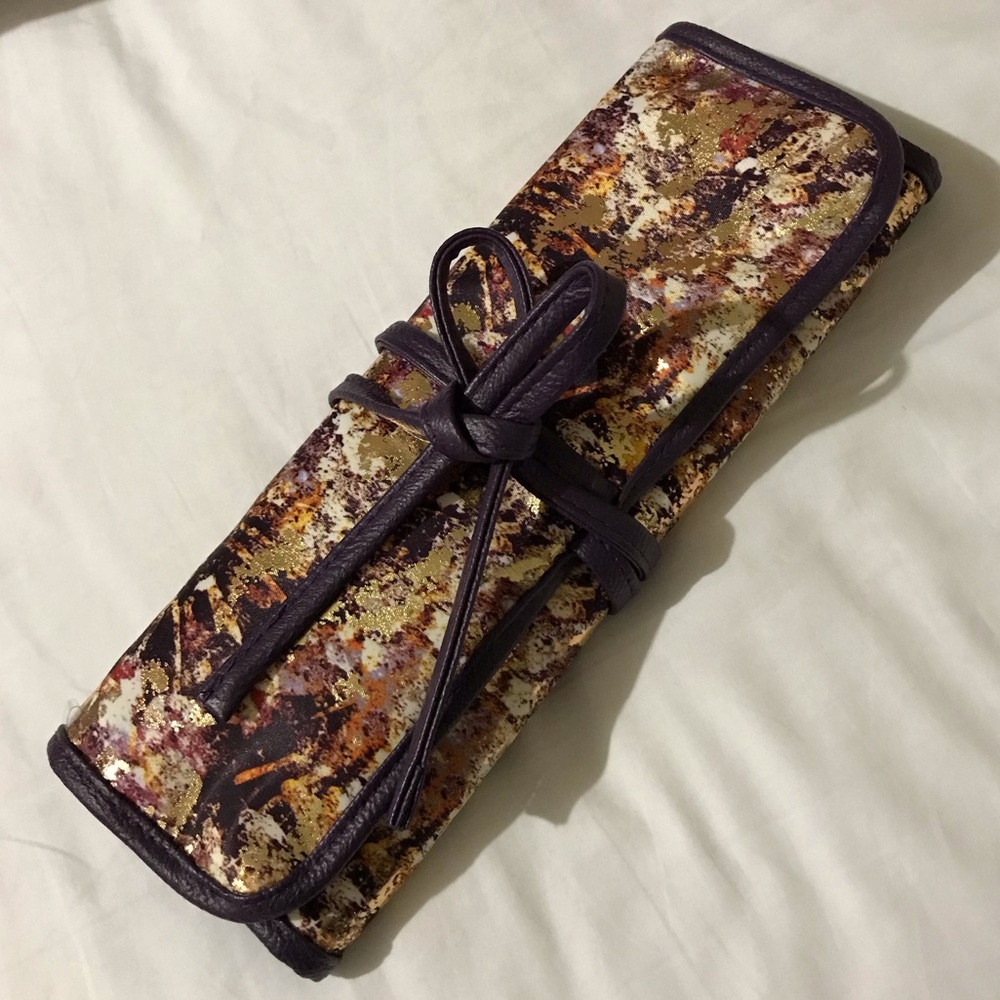 Cosmetic makeup bag brush rollup